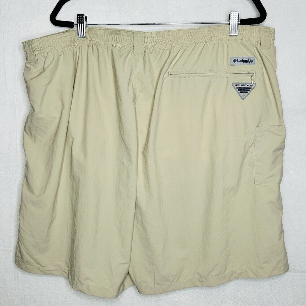 Columbia PFG Shorts Swim Trunks Sz 3X (44x8) Omni Shade Mesh Lined Khaki - Picture 5 of 6